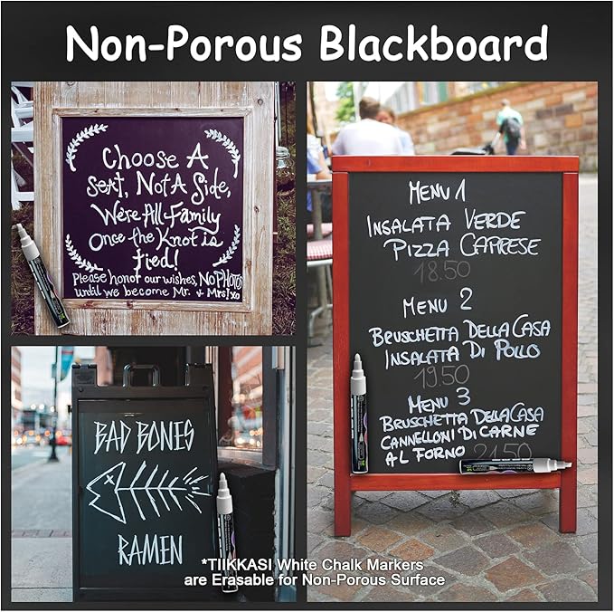 White Liquid Chalk Markers Set (8 Pack), 6mm Reversible Thick & Chisel Tip, Wet Erase Paint Pens for Non Porous Blackboard Chalkboard, Car Glass Windows, School Business Supplies