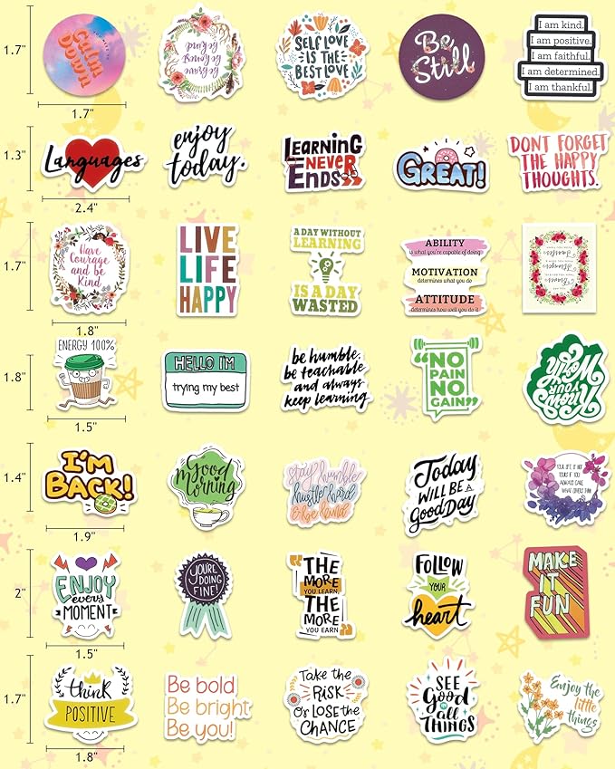 Greingways 300 PCS Inspirational Stickers for Adults, Motivational Water Bottle Stickers for Teens Kids Teachers, Journaling Scrapbook Laptop Positive Quote Vinyl Sticker for Vision Board Supplies
