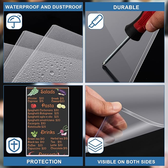 Henoyso 10 Pcs 8.5" x 14" Menu Cover Rigid Print Protectors Clear Heavy Duty Menu Holder Poster Protector Sleeve Hard Plastic Paper Sleeves for Page Sheet Photographs Document Birth Certificate