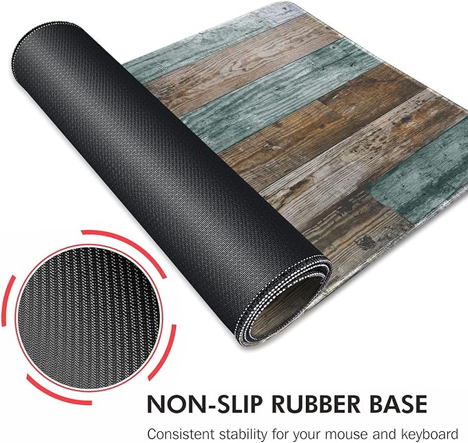 Galdas Gaming Mouse Pad Vintage Wood Grain Pattern XXL XL Large Mouse Pad Mat Long Extended Mousepad Desk Pad Non-Slip Rubber Mice Pads Stitched Edges Thin Pad (31.5x11.8x0.12Inch)