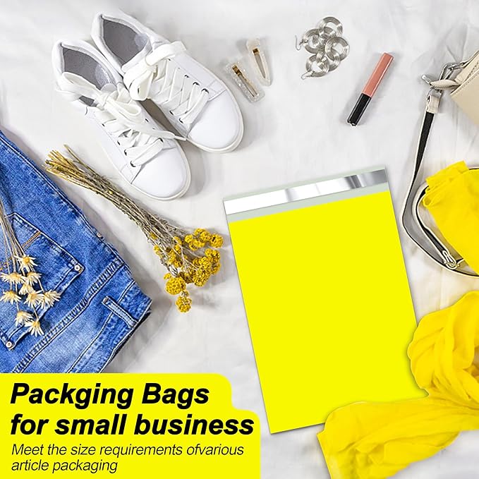 JinRuiKJ Thank You Poly Mailer 10x13 Inch 100 PCS, Shipping Bags for Clothing, Packaging Bags for Small Business, Strong Adhensive, Waterproof and Tear-Resistant Mailing Envelopes, Yellow