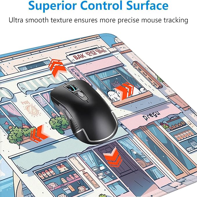 Cute Kawaii Gaming Mouse Pad Desk Pad Anime Street Aesthetics Large Gaming Mouse Mat with Stitched Edges,Non-Slip Waterproof Rubber Base Mous Mat Office Computer Keyboard Laptop Home 31.5"x11.8"