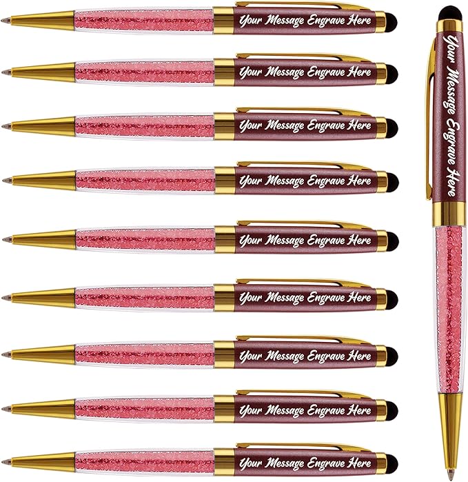 Ancolo Personalized Pens with Stylus tip stylish pens Crystal Diamond pen - Engraved with Your Name Logo or Message, Phone Number Black ink Perfect for Wedding Party any occations