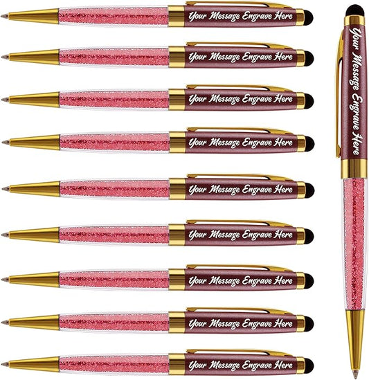 Ancolo Personalized Pens with Stylus tip stylish pens Crystal Diamond pen - Engraved with Your Name Logo or Message, Phone Number Black ink Perfect for Wedding Party any occations