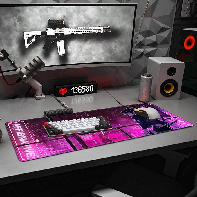 Japanese Samurai Anime Mouse Pad Large Desk Mat Extended Keyboard Mouse Pad Gaming Mousepad with Non-Slip Base and Stitched Edge Anime Mouse Mat Desk Pad 31.5 X 11.8 In Mouse Pads for Desk Home Office