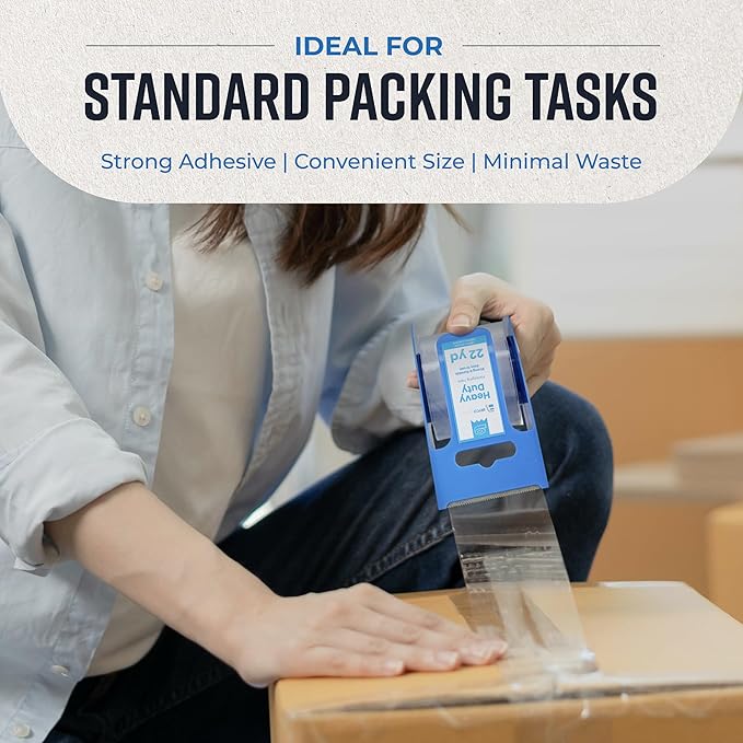 Bryco Goods Heavy Duty Packing and Moving Tape with Dispenser for Shipping and Moving Boxes, 1.88-inch x 22.2 yd, Clear, 6 Tape Rolls with Dispensers