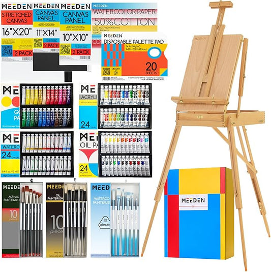 MEEDEN 141PCS Art Supplies with French Easel, All-in-one Painting Set for Artists Beginners