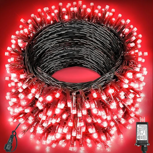 157FT 480 LED Christmas Lights Outdoor, LED Plug in Christmas Tree Lights Waterproof, 8 Modes Green Wire Twinkle String Light for Indoor Room Patio House Holiday Decorations, Red