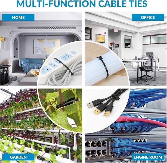 XINGO 14 Inch Blue Zip Ties 1200 PCS, 75 LBS Ultra Strong Tensile Strength, UV Resistant Cable Ties, Self-locking Plastic Ties for Indoor and Outdoor Use