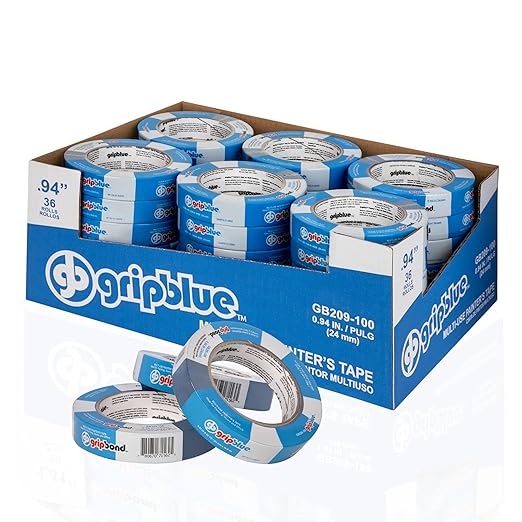 Blue Painters Tape 1 Inch Wide, 36 Rolls Masking Tape - Perfect for Precise Lines on Walls & Trim, Multi-Surface, Residue-Free, Easy Removal - Ideal for Indoor & Outdoor Use, 0.94in x 60yds