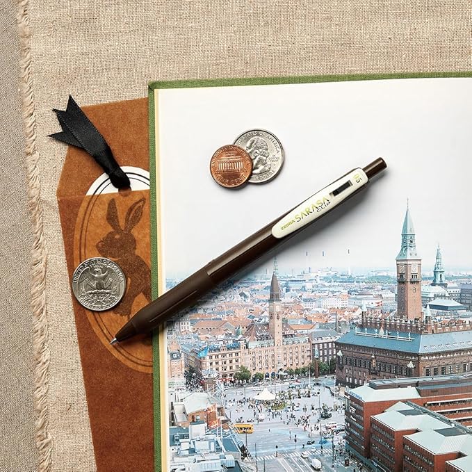 Zebra Pen Sarasa Clip Retractable Gel Pen, 0.5mm Fine Point, Assorted Vintage Light Colors, Ideal for School Supplies and Teacher Supplies, 5-Pack (47445)