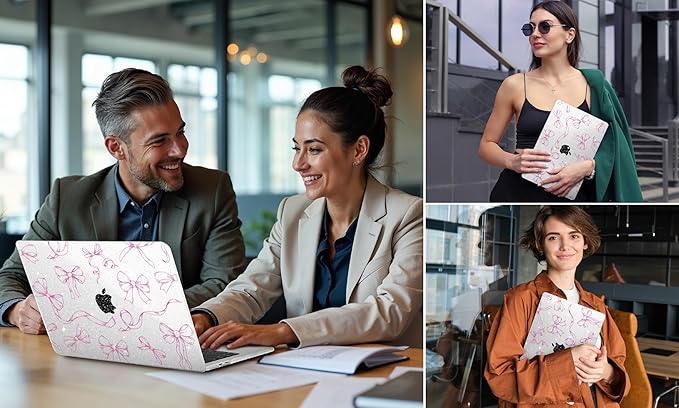 DONGKE Compatible with M4 MacBook Air 15 inch Case 2025-2023 A3241 A3114 A2941 M3 M2 Retina Display Touch ID, Plastic Hard Case & Keyboard Skin for MacBook Air 15" - Sparkly Clear Bows