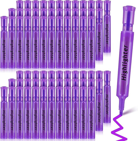 Qilery 72 Pack Highlighters Bulk, Tank Style Chisel Tip Highlighters Markers Quick Drying for Kids and Adult Coloring, Classroom Home Office School Supplies (Purple)