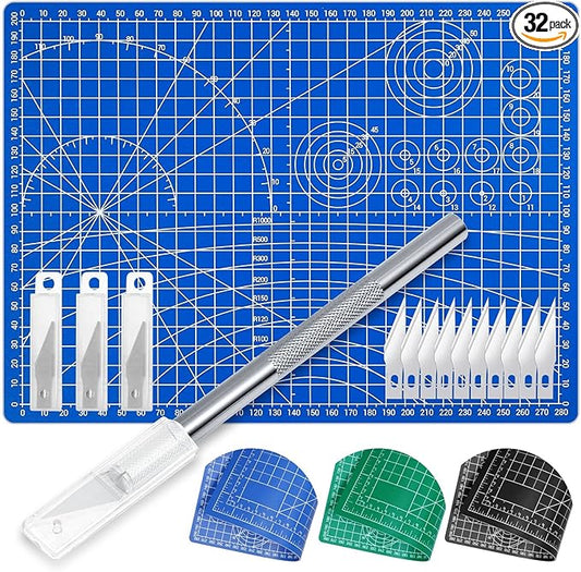 Anezus Exacto Knife Hobby Cutter with A4 Self Healing Cutting Mat Hobby Knife Set with 30 PCS Exacto Blades Precision Art Knife for Crafts Paper Scrapbooking Stencil