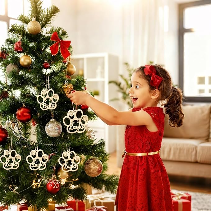 Personalized Christmas Ornaments with Name,Wooden Christmas Tree Ornaments 2025 with Custom Family Name for Kids Adults,Xmas Ornaments for Christmas Tree Gifts (03-Christmas Ornament with Bow)