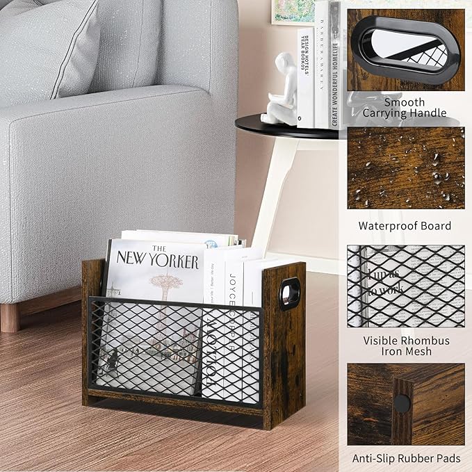 YINMIT Magazine Holder, Magazine Rack Floor, Magazine Storage Basket, File Holder Organizer, Folder Organizer for Magazines, Books, Newspapers, Tablets (Medium)