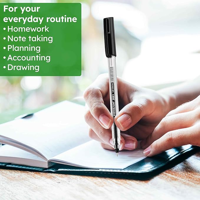 Black Ballpoint Pens,1.0 mm Medium Point, Black Pens, Ergonomic Triangle Grip, 50-Count Pack of Bulk Pens