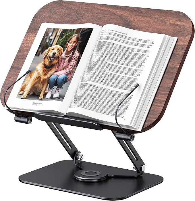 Book Stand for Reading, 360° Adjustable Book Holder, Foldable Book Holder Stand, Cookbook Stand, Textbook Stand, Bible Stand, Music Scores Stand, Laptop Stand, Tablet Stand