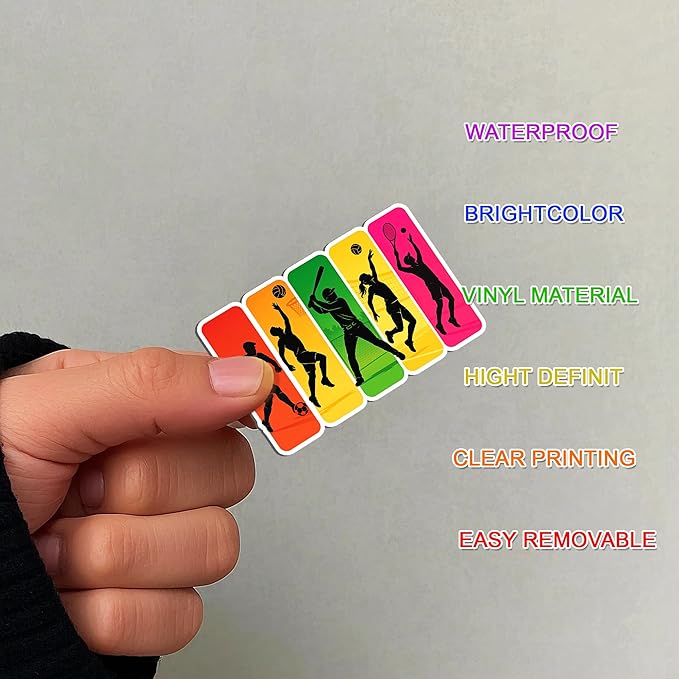 100 PCS Sports Collage Stickers Pack, Vinyl Waterproof Decals of Soccer Basketball Baseball Tennis Football Hockey Bowling, Motivational Gift for Kids Teens Adults Wall Laptop Water Bottle Boy