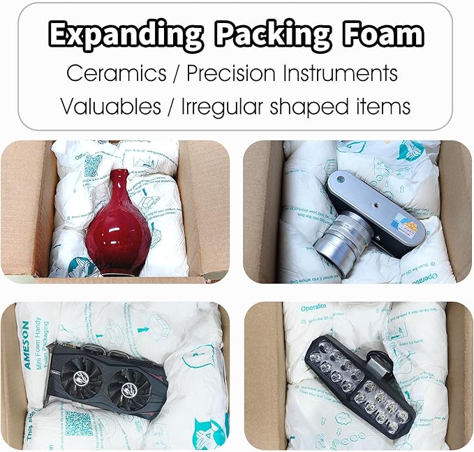 8 Pcs Expanding Packing Foam, ICLAP Ample Expandable Foam Packaging for PC, Fragile & Irregular Valuables Items, Electronics, Ceramics. Foam for Shipping & Moving, 14”x16”