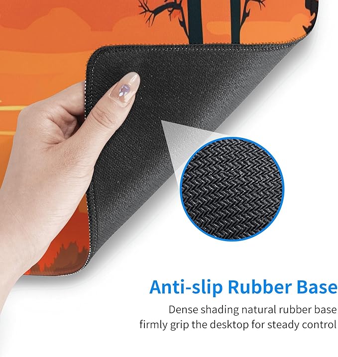 Large Size Sunset with a Silhouetted stag Print Gaming Mouse Pad 31.5 x 12 Inch, Stitched Edges, Anti-Slip Base, Waterproof Surface