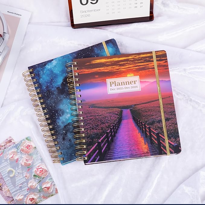 Yoment Hardcover 2026 Planner Academic Weekly and Monthly, 13 Month Planner Dec 2025 - Dec 2026, 8.5" x 10.3" Student for College, Teacher, Daily Agenda Notebook, 3 Sticker Sheets (Sunrise)