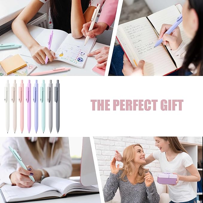 Vitoler Gel Pens, 8Pack Cute Morandi Color Pens Fidget Pens 0.5mm Smooth Writing Pens for Women/Nurse Office School Teacher Supplies