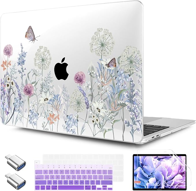 TWOLSKOO Compatible with MacBook Pro 13 inch Case 2023-2016 A2338 M2/M1 A2251 A2289 A2159 A1989 A1706, Plastic Hard Shell Cover & Keyboard Skin & Screen Protector, Dandelions