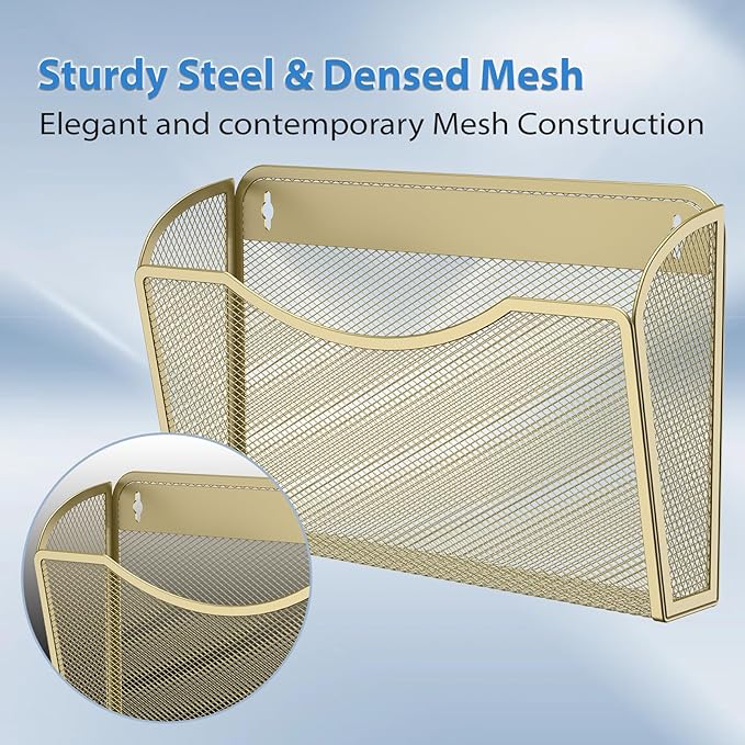 Wall File Organizer,Hanging Wall Mounted File Folder Binder Holder Mail Organizer for Office,Home and School Supplies