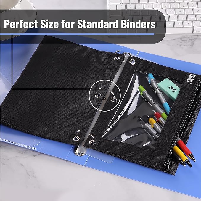 Mr. Pen- 30 Pack Black Pencil Pouch, Zipper Case for 3 Ring Binder, Pencil Bags With Zipper