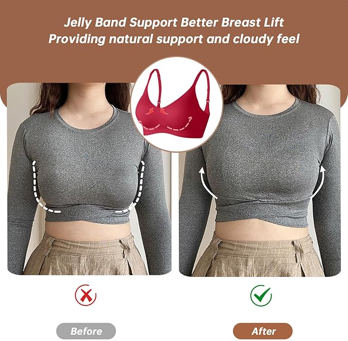 OEAK Womens Wireless Bras Comfortable Push Up Bra No Underwire Bra Full Support Lift Bralette Everyday Seamless Tshirt Bras