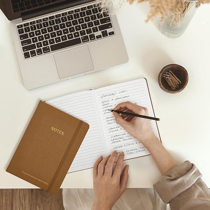 ZICOTO Aesthetic Journal Set Of 3 - Premium Linen Cover, College Ruled 8x5.7 Notebooks With Large Pockets - Ideal For Staying Organized At Work Or School