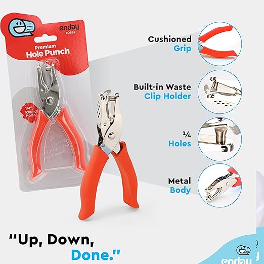 Premium Single Hole Paper Punch Cushion Grip Heavy Duty Hole Puncher for Greeting Cards Scrapbook Notebook Puncher Craft Paper Hand Tool - Assorted Colors, Colors May Vary - by Emraw (1PK)