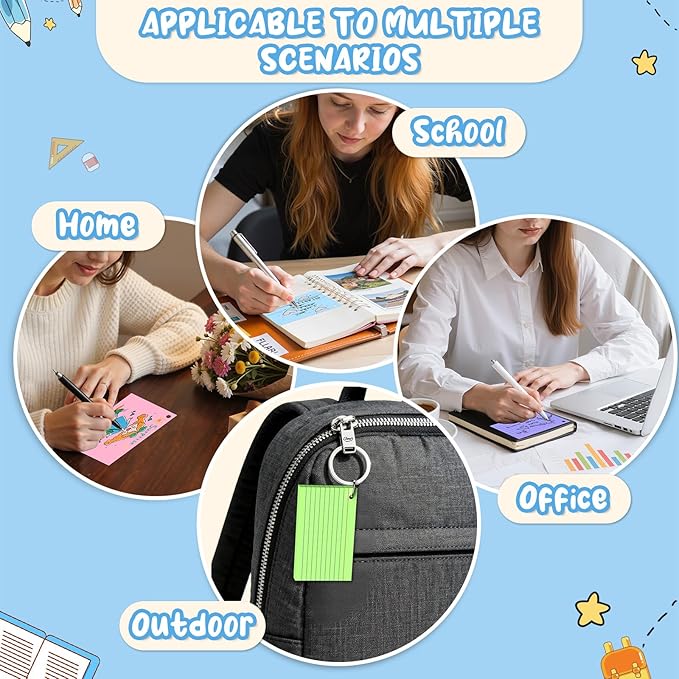 600 Pcs Index Cards 3x5, Colored Index Cards With Ring, 6 Colors Flash Cards with Rings, Flashcards for Studying, Heavy Bright Note Cards 3 x 5, Colored Notecards 3x5 Lined for Office, Home, School