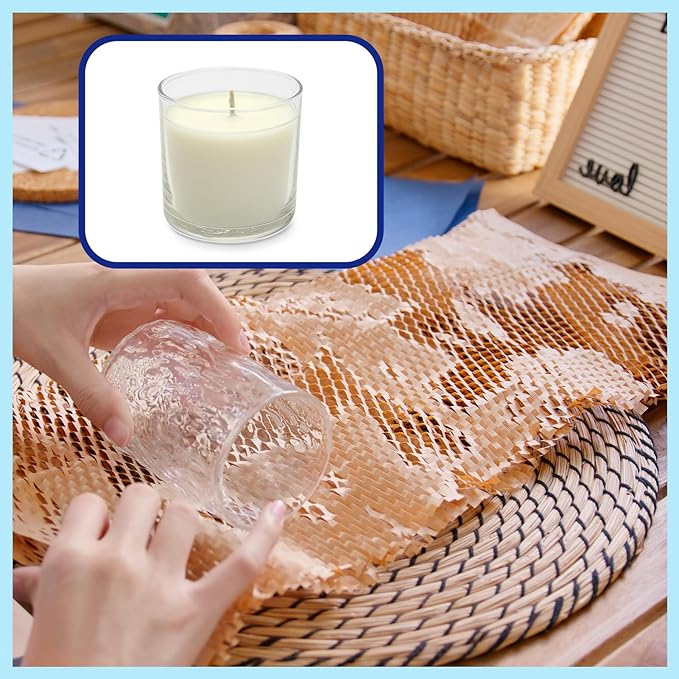 METRONIC 12 x 12" Honeycomb Packing Paper Sheets for moving 50 Pcs, Wrapping Papers for Bubble Cushioning Wrap and Shipping Packaging, Brown