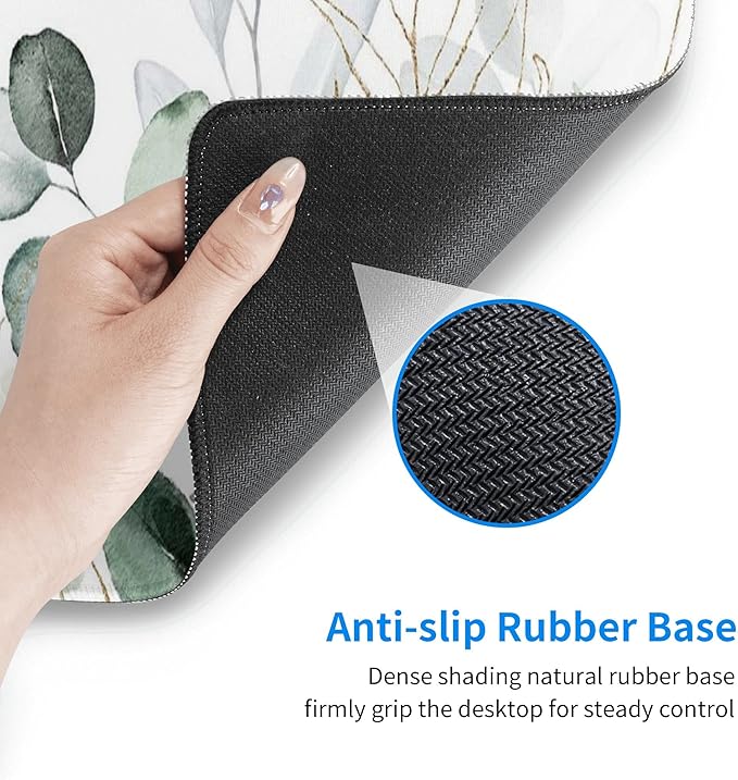 Green Gold Leaves and Branches Extended Big Mouse Pad Large,XL Gaming Mouse Pad Desk Pad,31.5x11.8inch Long Computer Keyboard Mouse Mat Mousepad with 3mm Non-Slip Base for Home Office Work