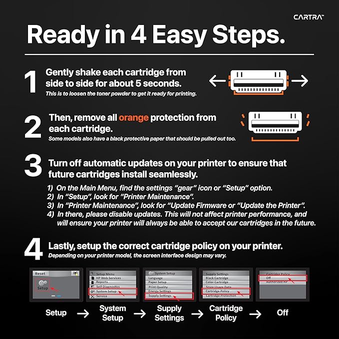 CARTRA 508A Toner Cartridges 4 Pack, Compatible Replacement for 508A Cyan Magenta Black Yellow Ink Cartridges for Color Printers, Work with Color Laser Printer M553 M577, Flow MFP M577 Series