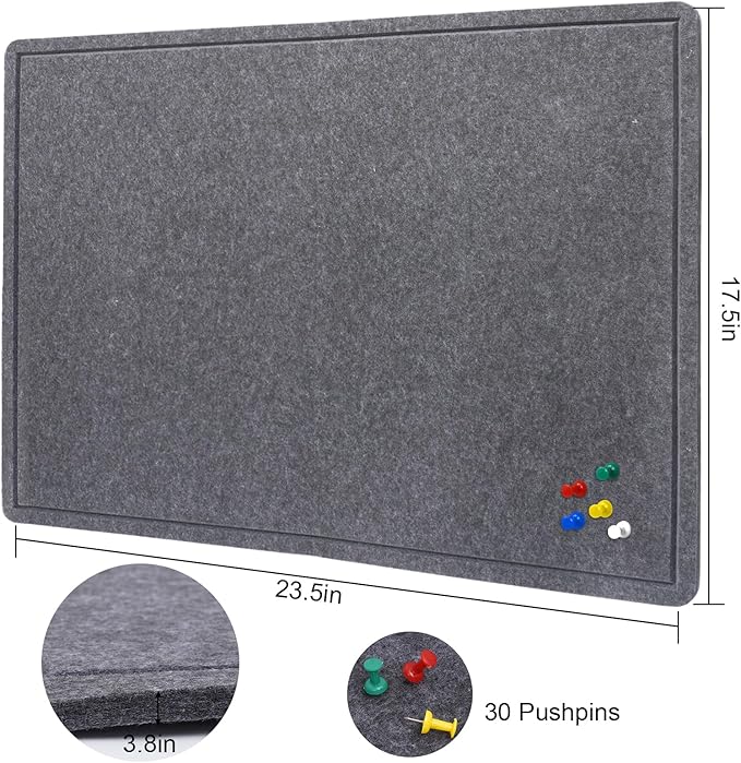 Large Bulletin Board - 72 X 48 inches Decorative Felt Pin Board - 6' x 4' Cork Board Alternative for Wall - Foldable Picture Board Self-Adhesive Vision Board Prayer Board with 30 Pushpins - Dark Gray