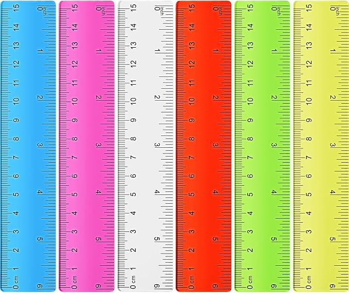 Zonon 6 Pcs 6 Inch Ruler Bulk Colorful Plastic Flexible Straight Metric Rulers with Centimeters and Inches Drafting Measuring Tool for Classroom School Students Education