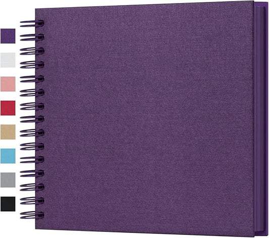 potricher 8 x 8 Inch DIY Scrapbook Photo Album 80 Pages Thick Kraft Blank Purple Paper Memory Book for Wedding and Anniversary Family (Purple, 8 Inch)