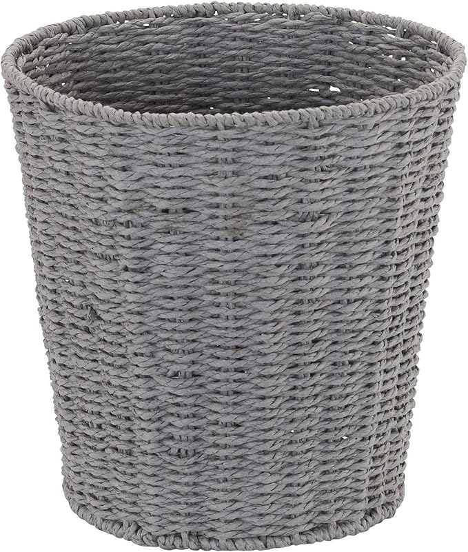 Household Essentials Grey ML-7292 Wicker Waste Bin | Small Trash Can for Bathroom and Office