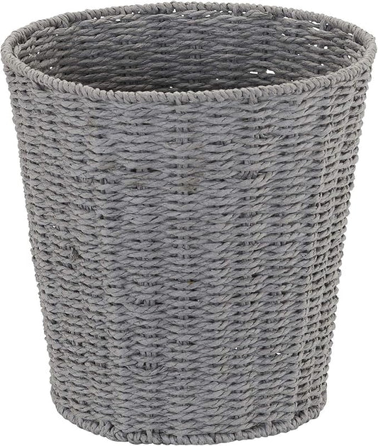 Household Essentials Grey ML-7292 Wicker Waste Bin | Small Trash Can for Bathroom and Office