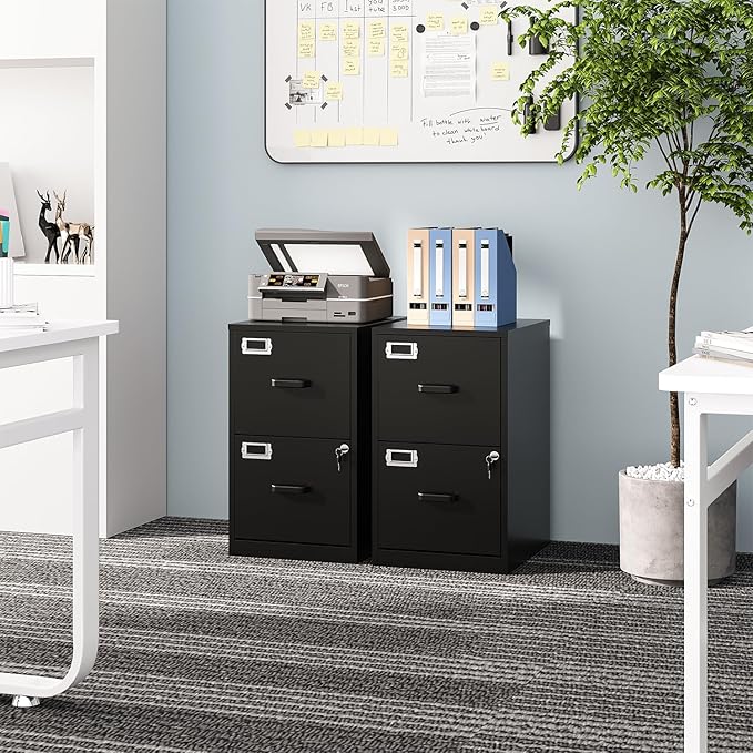 2 Drawers File Cabinet Metal Vertical Filing Cabinets Metal Lockable Storage Cabinets with Lock for Home Office to Hanging Files