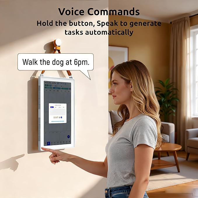21.5'' Digital Calendar & Chore Chart - Smart Interactive Display for Family Schedules, 1920 * 1080P Full HD Touchscreen Electronic WiFi Planner, Wall and Desk Mountable