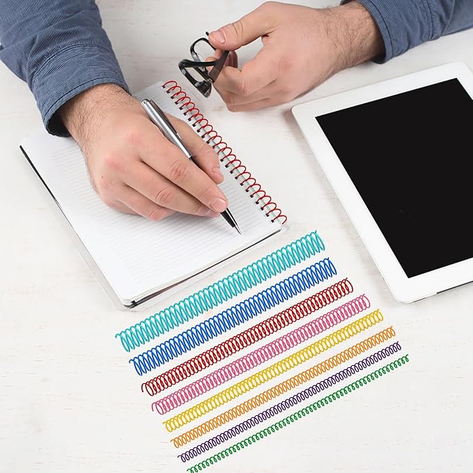 120 Pack Plastic Spiral Binding Coils Binder Binding Spirals Rings 8 Size Spiral Binding Wire Combs Spines Coils, 4:1 Pitch, 1/4 5/16 3/8 1/2 9/16 5/8 3/4 7/8 Inch (Multicolor)