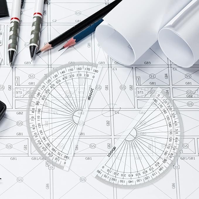 Zonon 100 Pcs 4 Inch Clear Plastic Protractor Bulk Math Protractors Set 180 Degrees Geometry Drafting Tools for Classroom Industry Office Back to School Supplies