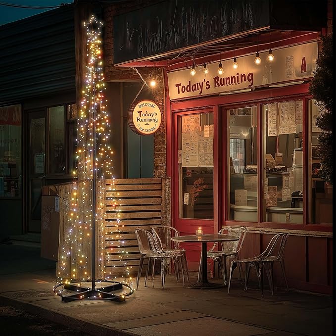 Yescom Vast-Starry 12ft Giant-Sized LED Cone Tree Christmas Light with Star 1120 Solar Lighting 8 Model Outdoor Yard Shopping Mall Cafe Restaurant Store Bar Deck Event Holiday Decoration Multi-Color