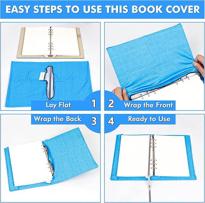 Feela 8 Pack Stretchable Jumbo Fabric Book Covers, Solid Colors, Washable Durable Reusable Nylon Covers for Hardcover Textbooks & Notebooks up to 9'x11'