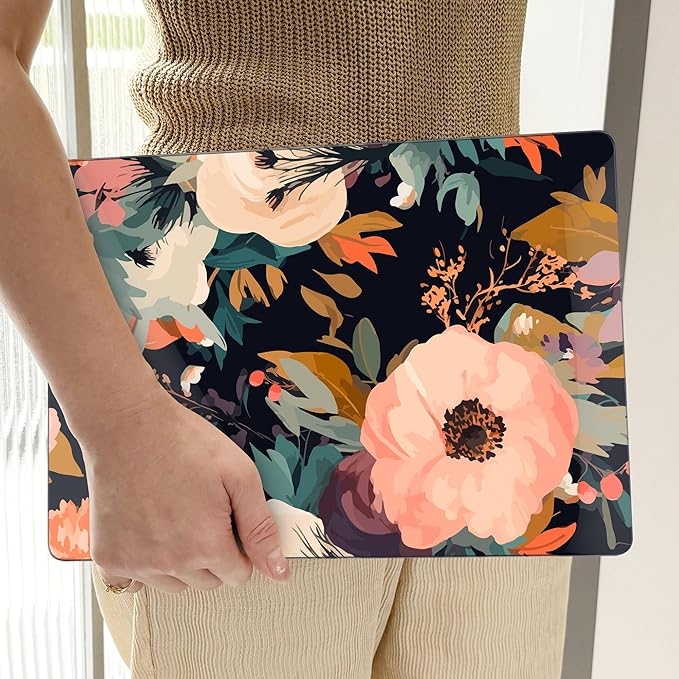 TWOLSKOO Compatible with MacBook Pro 13 inch Case 2023-2016 A2338 M2/M1 A2251 A2289 A2159 A1989 A1706, Plastic Hard Shell Cover & Keyboard Skin & Screen Protector, Bright Abstract Flowers