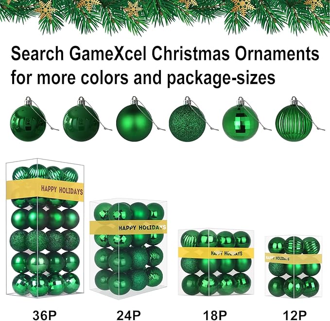 Emerald Green 6.0" Extra Large Christmas Balls - Christmas Tree Decoration Ornaments Shatterproof Hanging Shiny Balls for Birthday Holiday Wedding Decorations Set of 2pcs